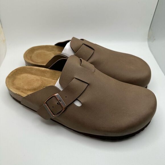 CUSHIONAIRE Women's Cork Footbed Clog with Genuine Leather Upper 11 BROWN NEW - Picture 1 of 7